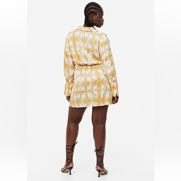 NWT H&M Twist Waist Midi Dress-Yellow/White Print-SOLD OUT Size XXL - Picture 4 of 7